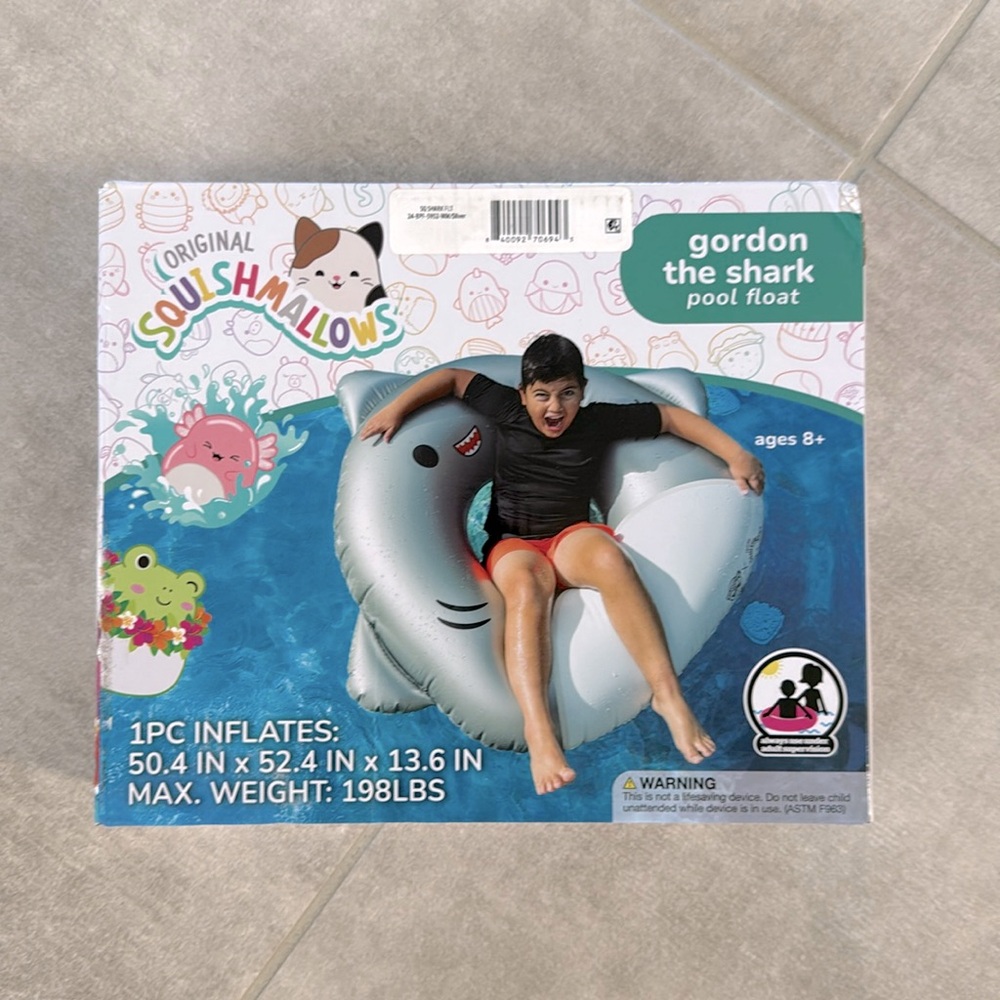 *NIB* Bigmouth Original Squishmallows Gordon the Shark Pool Float- 50.4" x 52.4"